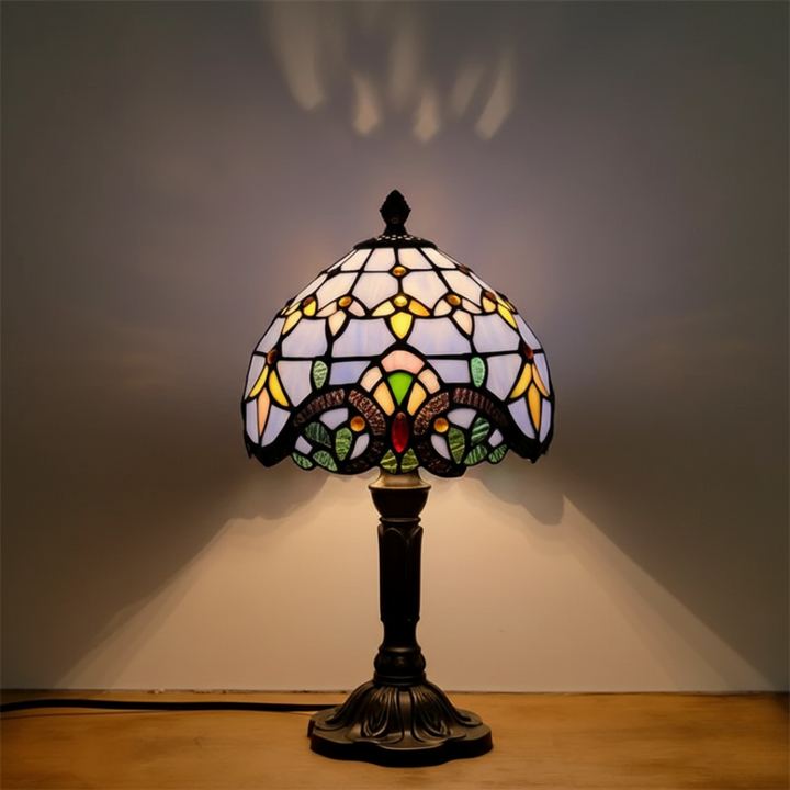 Retro Lampa Stojąca Witrażowa