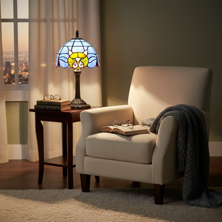 Lampa Stołowa z Kotem w Stylu Barokowym