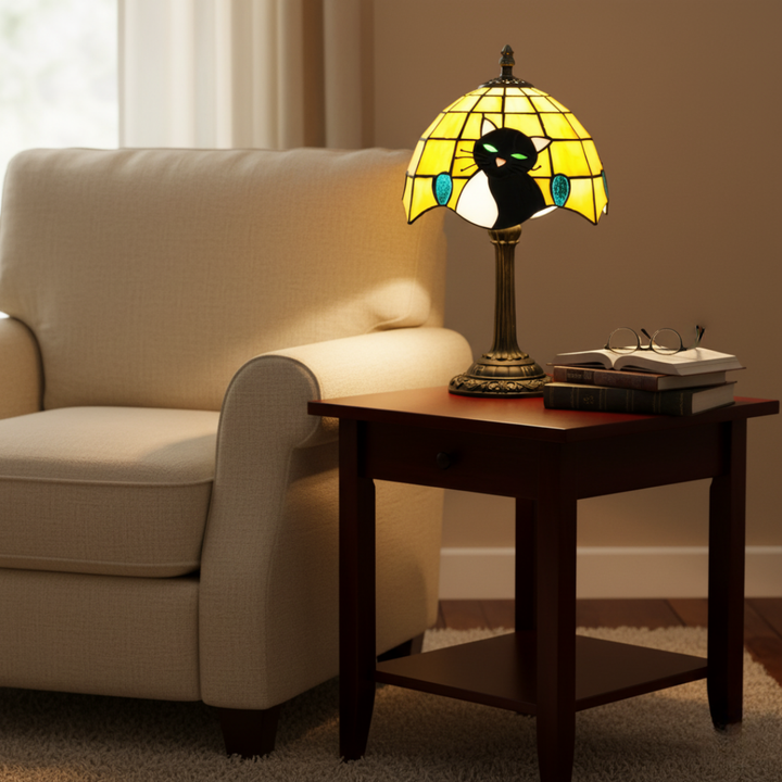 Lampa Stołowa Królewski Barokowy Czarny Kot