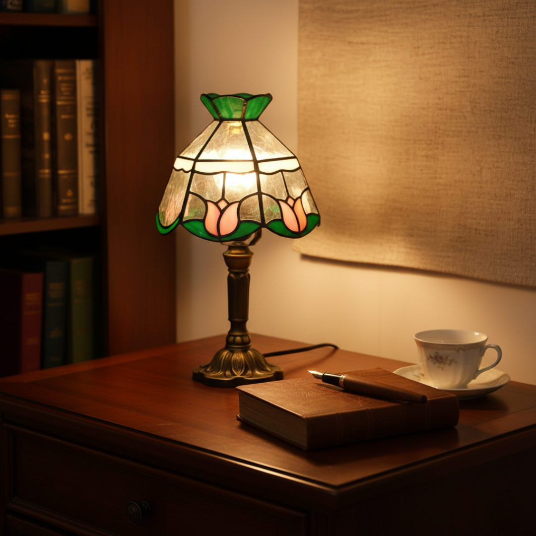 Antyczna Lampa Stołowa LED w Stylu Barokowym