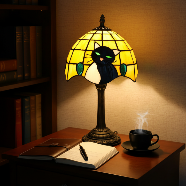 Lampa Stołowa Królewski Barokowy Czarny Kot